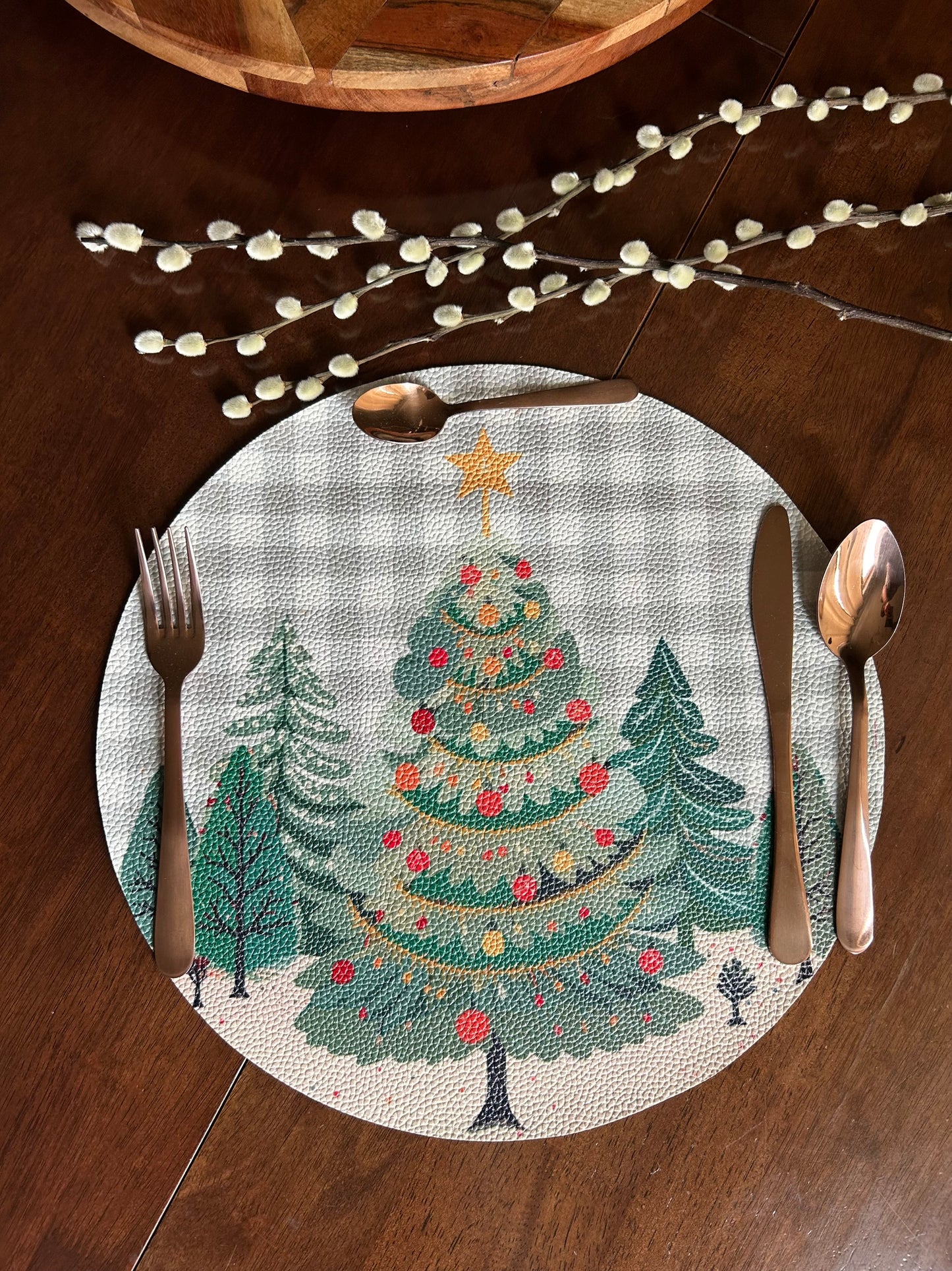 Pinos Navideños Check Gris